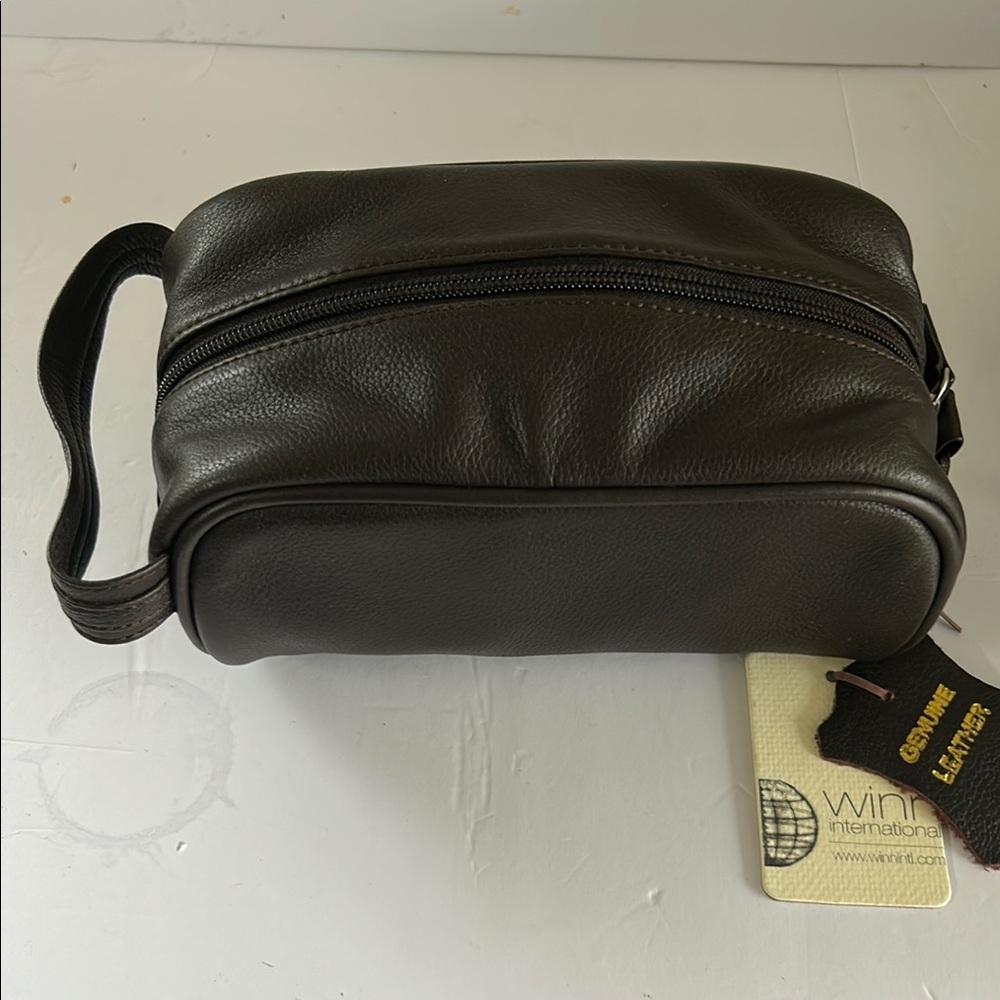 Black Toiletry Bag with Zippered Compartment and Side Handle